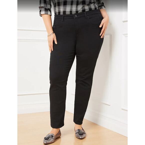 Talbots Perfect Crop Pants Black Mid Rise Slim Leg Cotton Trousers - Size 10p - Picture 1 of 10